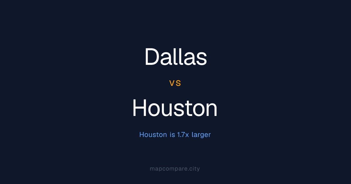 Dallas vs Houston: 1.7x Bigger | City Map Compare
