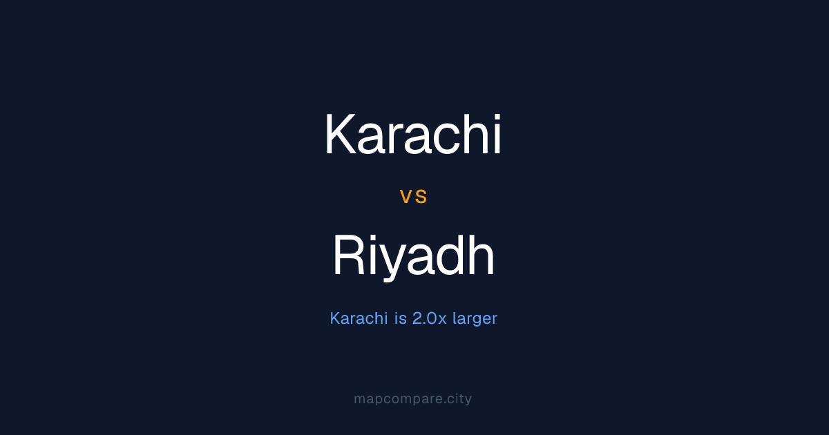 Karachi vs Riyadh: 2.0x Bigger | City Map Compare