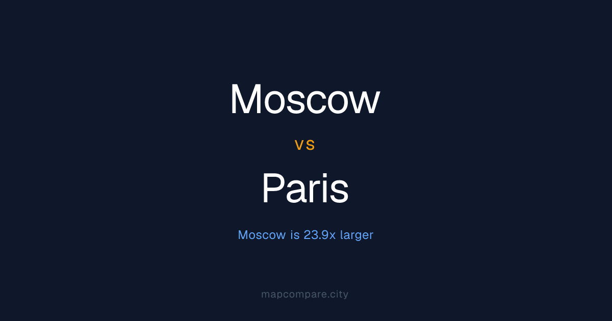 Moscow vs Paris: 23.9x Bigger | City Map Compare